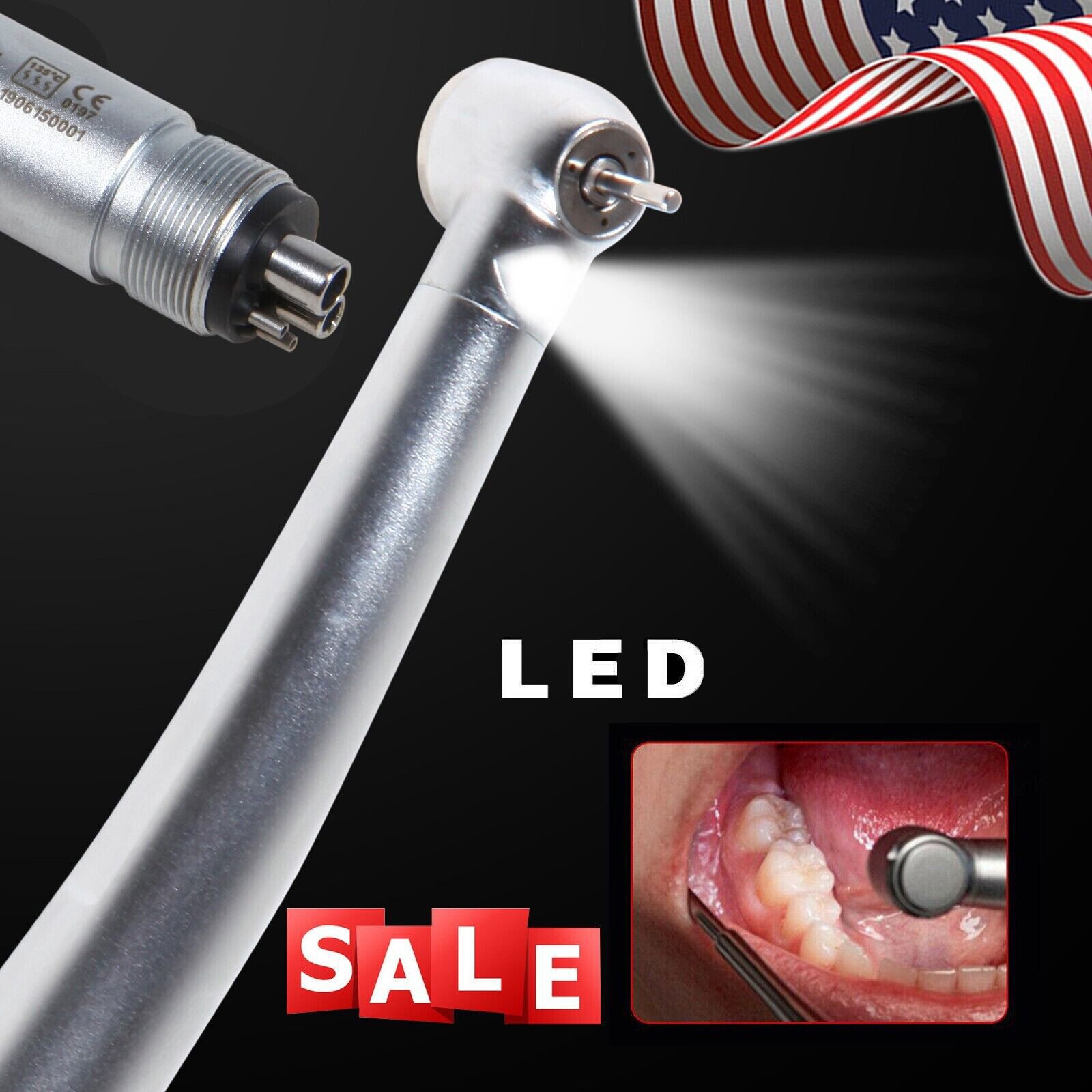 NSK Style Dental Fiber Optic LED E-generator High Speed Handpiece Turbine 4Holes
