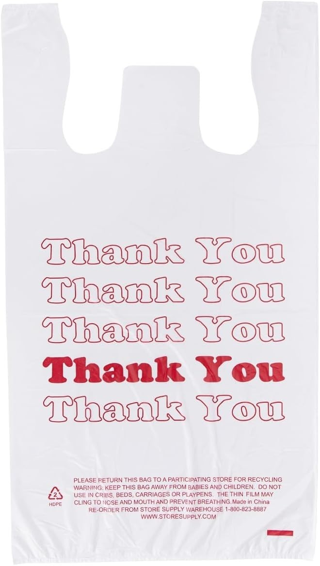 Durable HDPE Thank You Bags 100-count – Standard Size for Convenience & Quality