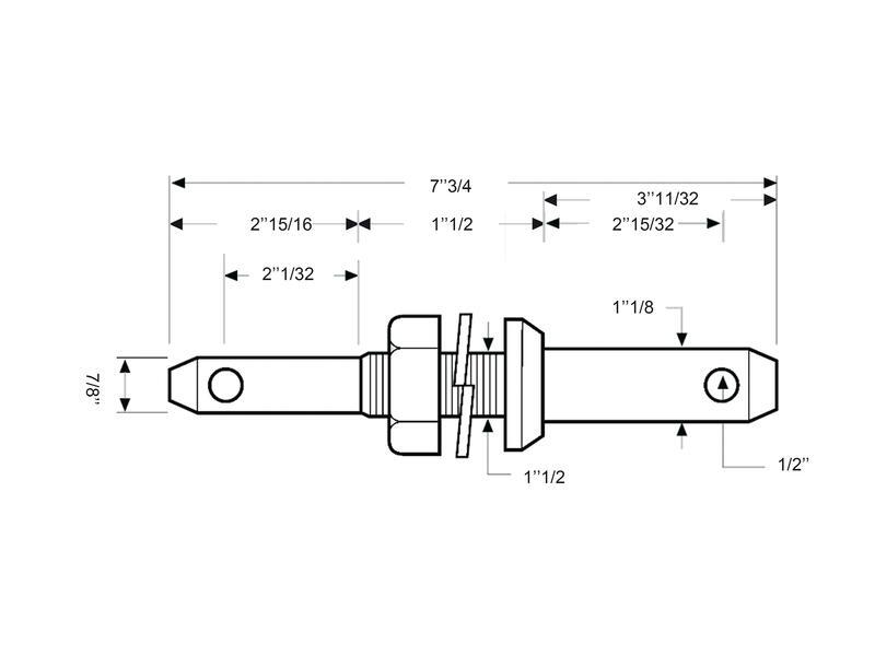 Lower Link Implement Pin 22-28mm, 197mm Length, 7/8″ UNF Thread, Cat 1/2