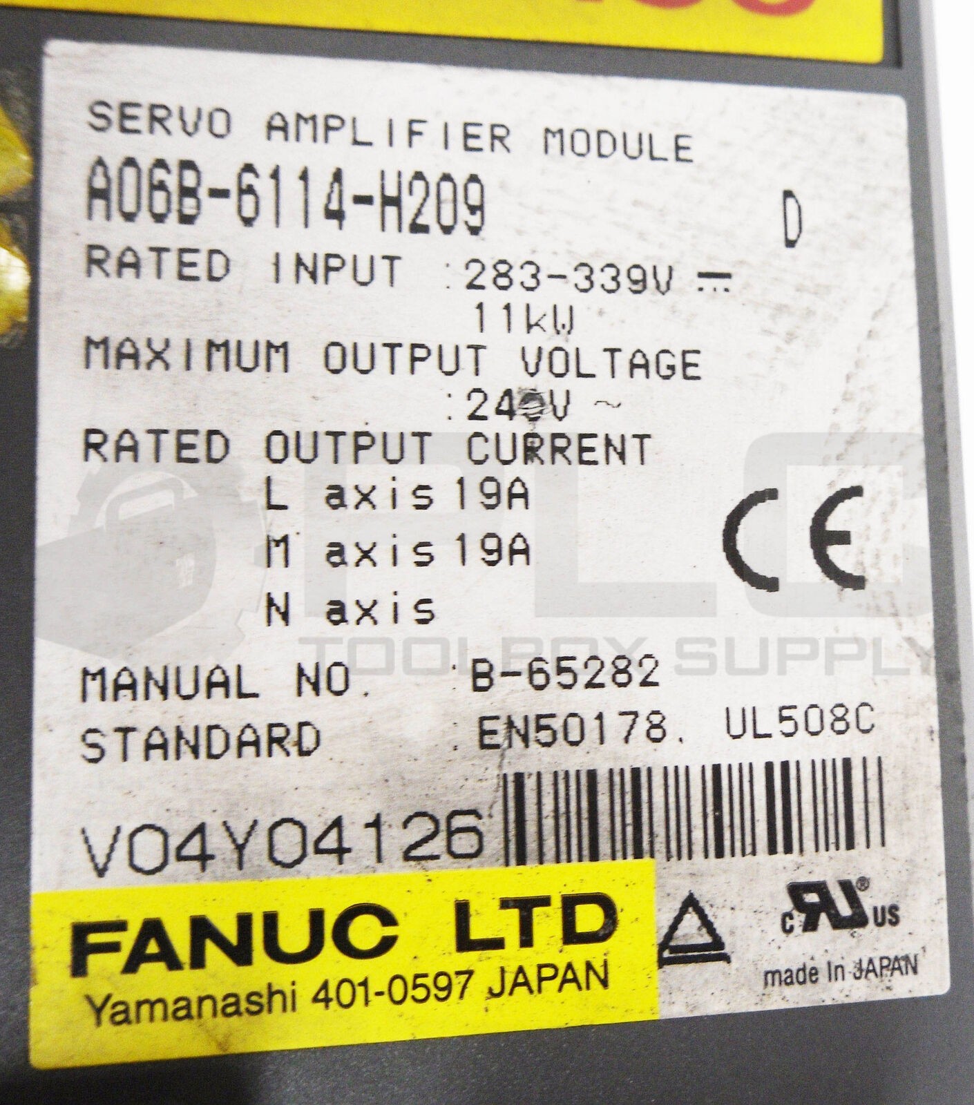 FANUC A06B-6114-H209 /D SERVO AMPLIFIER MODULE 283-339V 19A