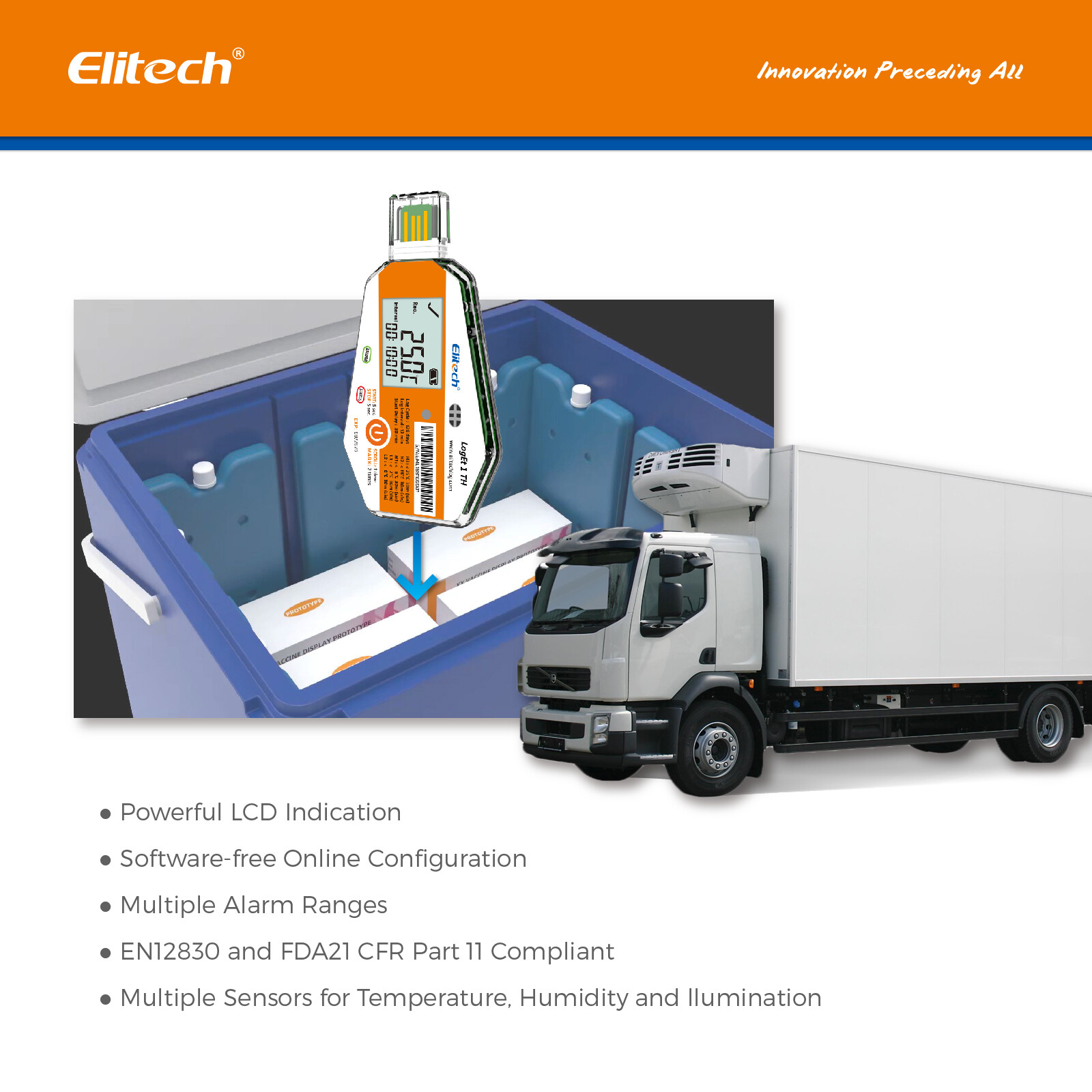 Elitech LogEt 1 TH Temperature & Humidity Data Logger Single Use PDF Report USB