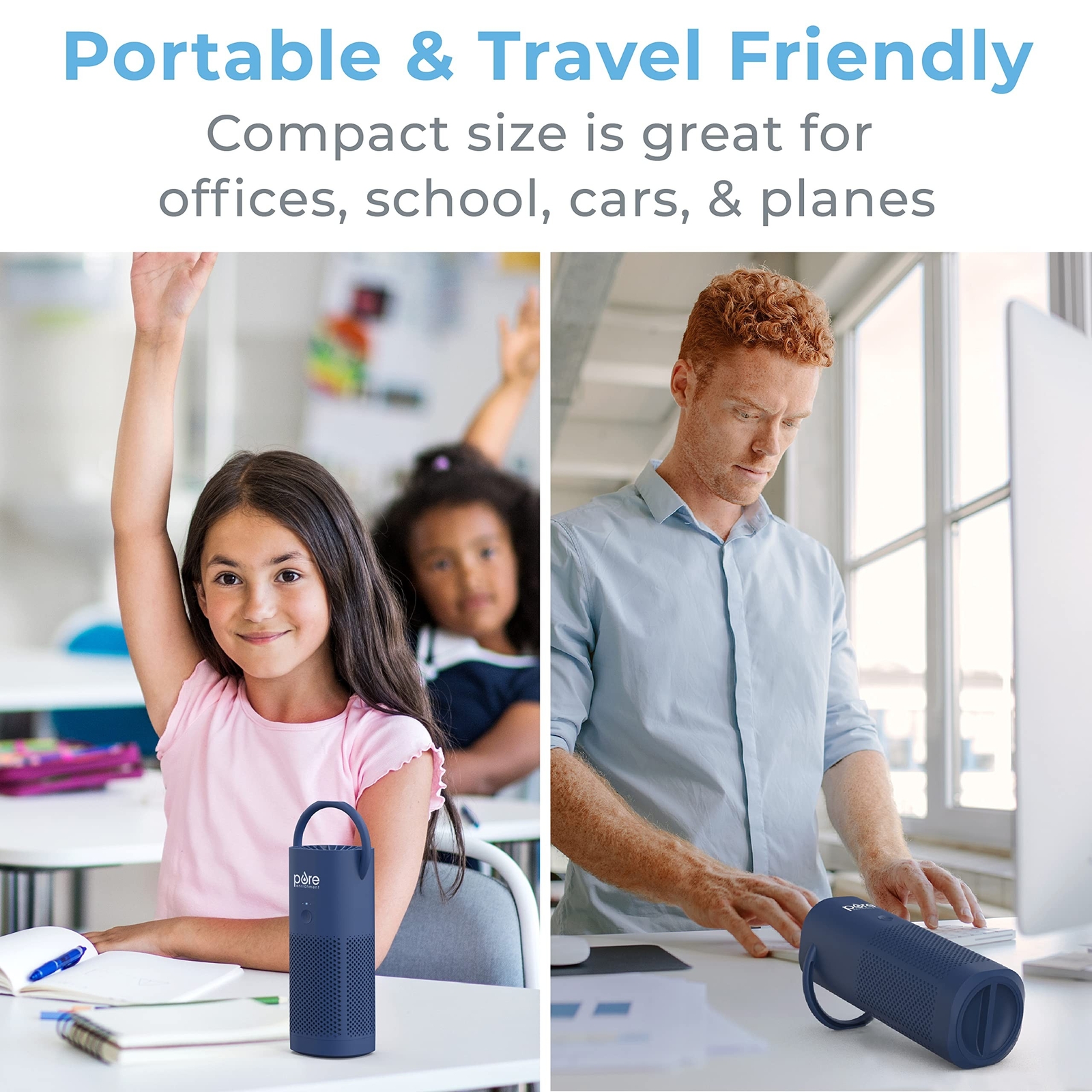 Pure Enrichment PureZone Mini Portable Air Purifier – Cordless True HEPA Filt…