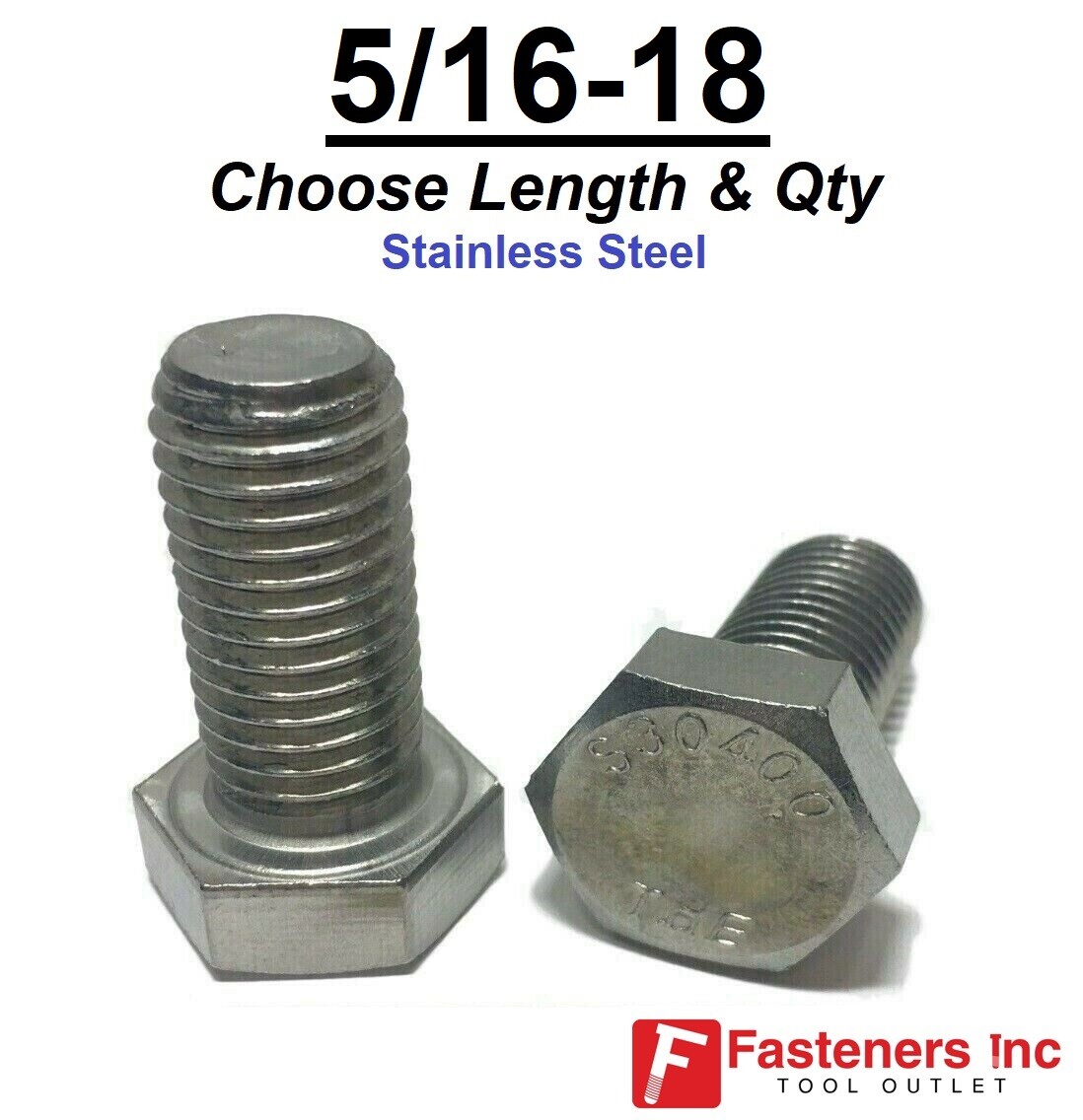 5/16-18 Stainless Steel Hex Cap Screw Bolt (All Sizes & Qty’s) 18-8 / 304 Grade