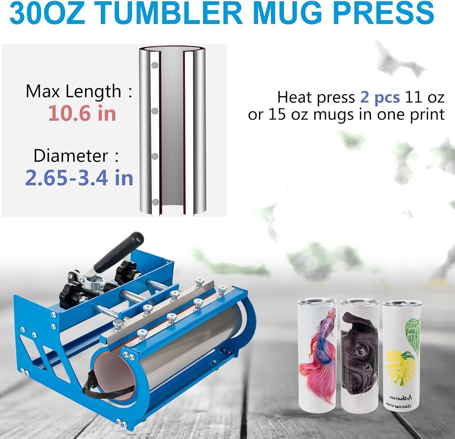 15″x15″ 5 in 1 Heat Press Machine T-Shirt Sublimation Printing with 30OZ Tumbler