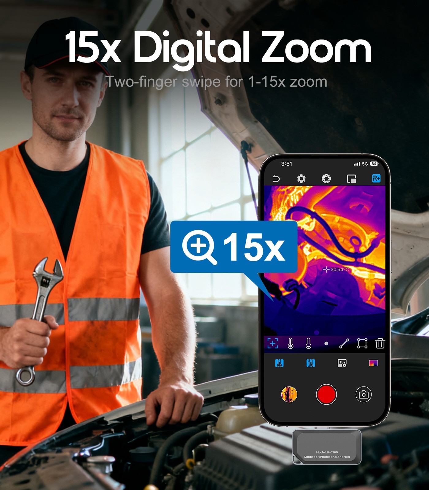 Thermal Camera for iPhone & Android, 320×240 IR Thermal Imager USB-C -4°F~842°F