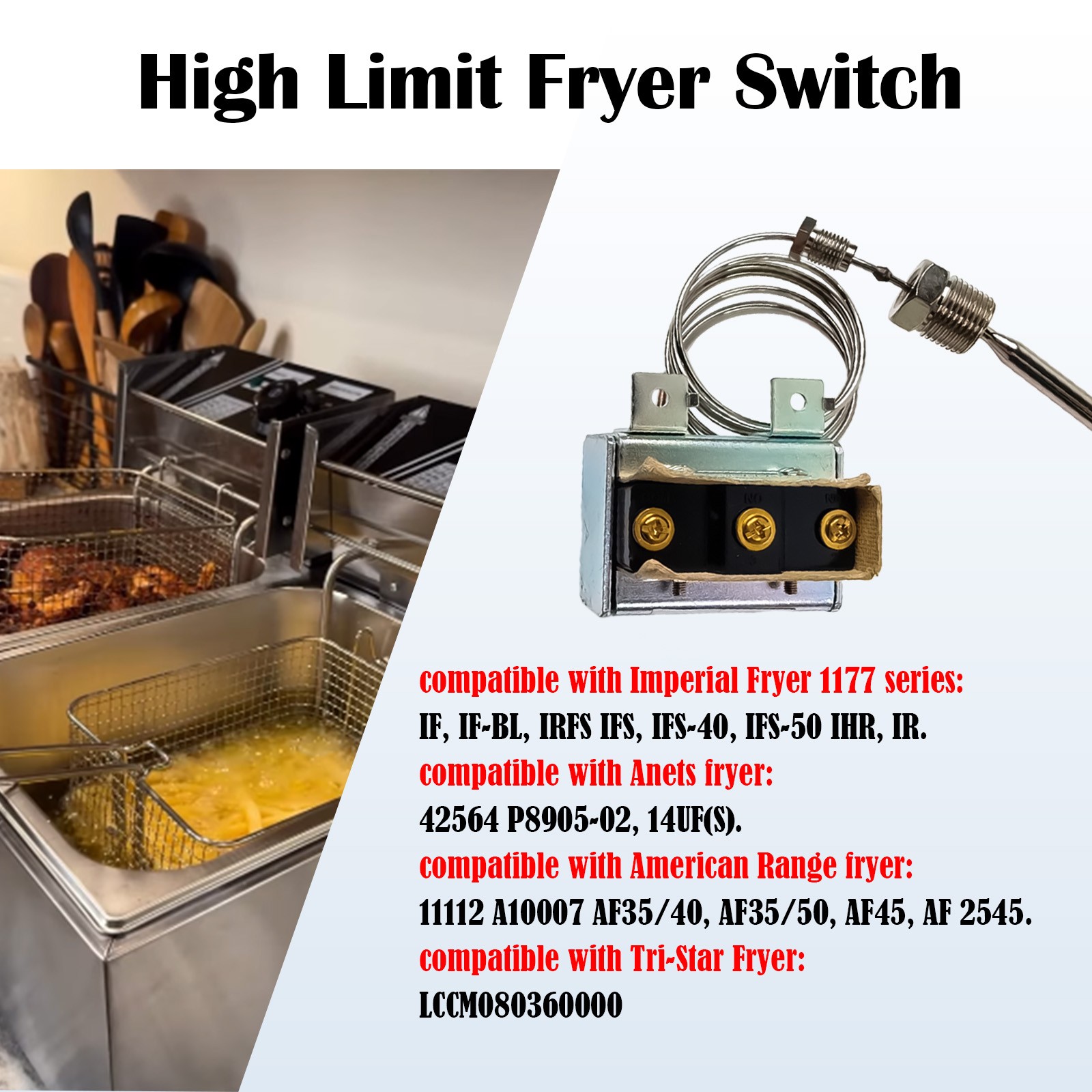 1177 High Limit Fryer Switch Replacement LCCM2003000 fit ATOSA 301030005 Gas Fry