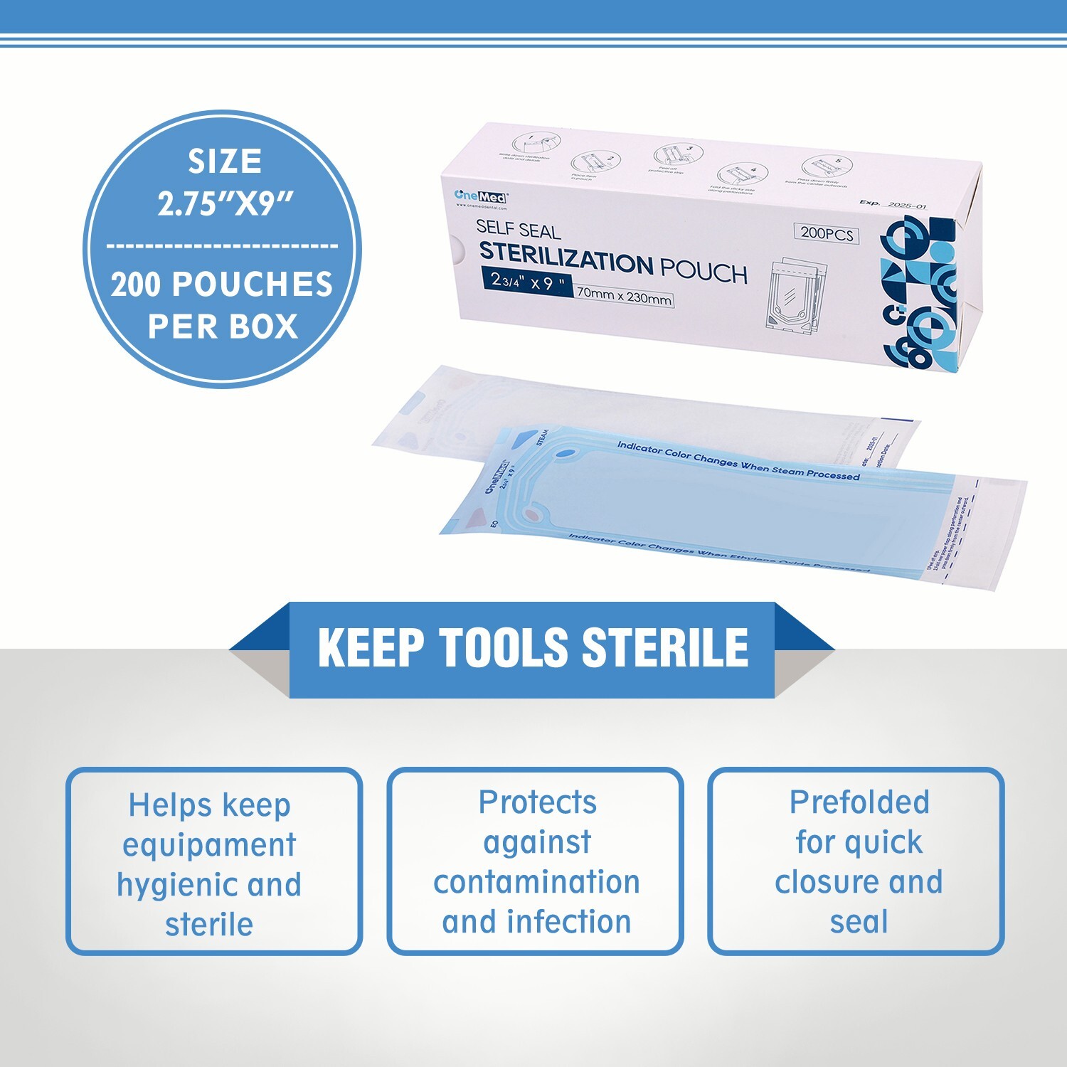 4000(20 Boxes) Self Sealing Sterilization Pouches Autoclave Pouch-2.75″x9″
