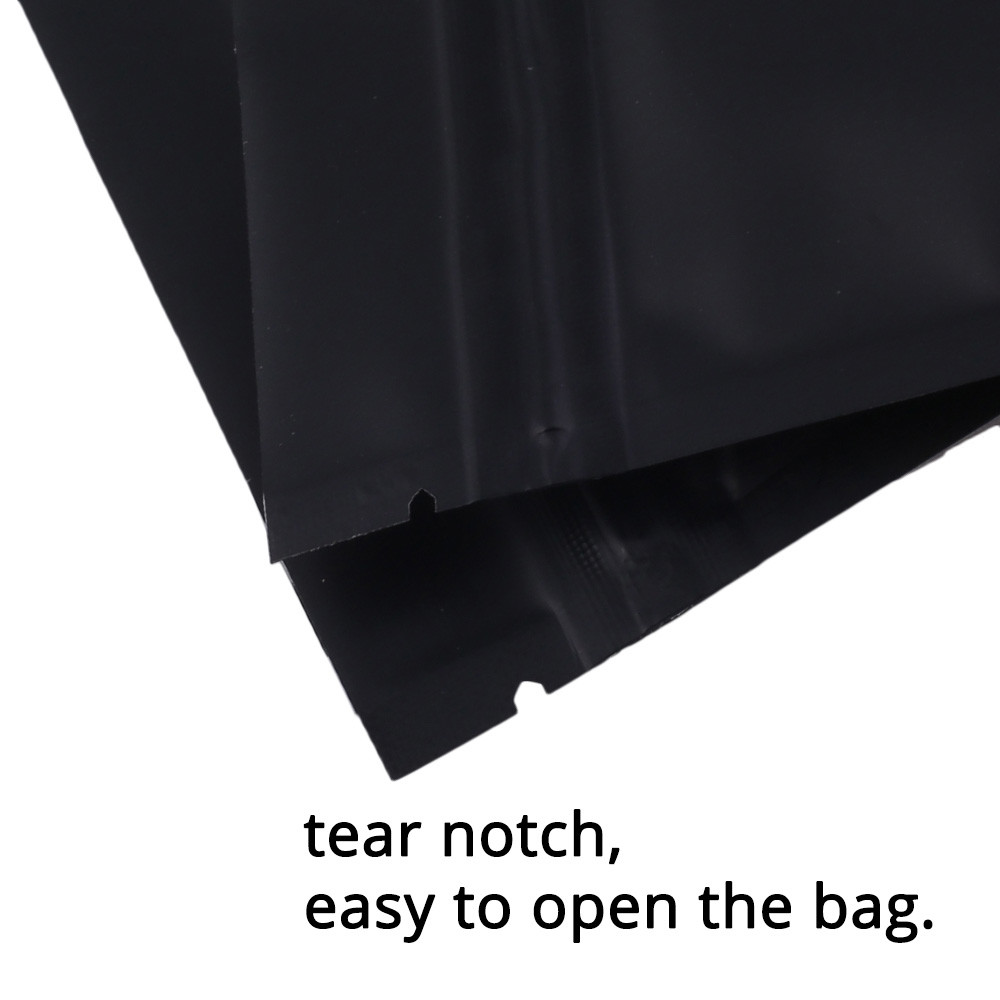 Multiple Sizes Double-Sided Matte Black Foil Mylar Flat Zip Lock Pouch Bag B01