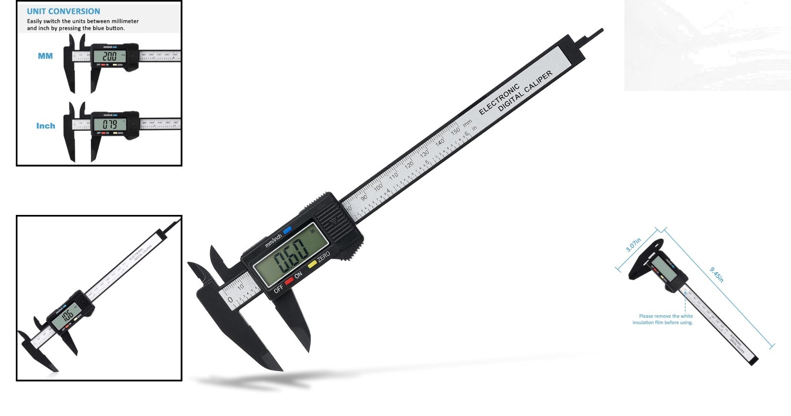 0-6″ Electronic Micrometer Caliper – Accuracy ±0.2mm, Easy Inch/MM Conversion
