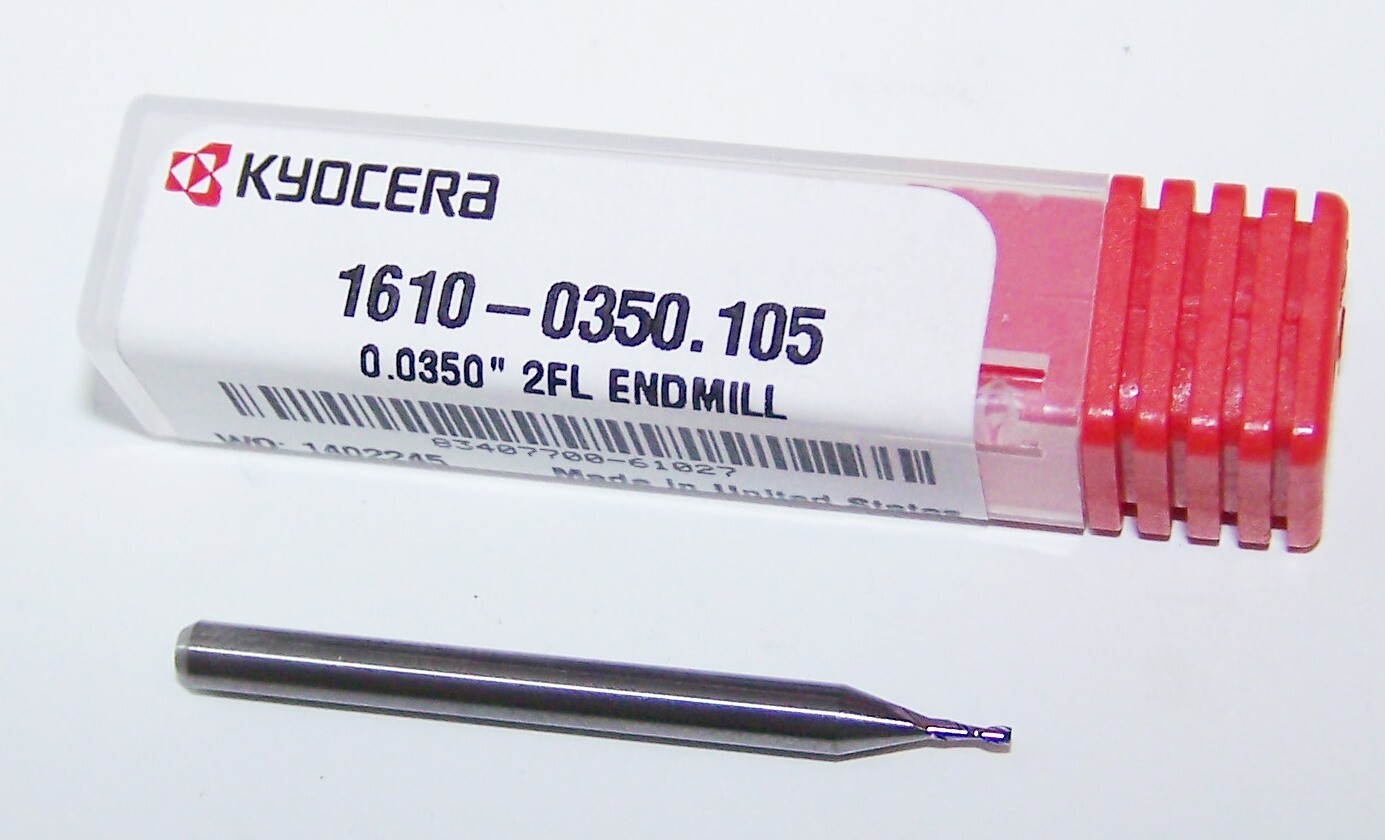 #65 (.0350″) CARBIDE END MILL 2 FLUTE KYOCERA 1610-0350.105
