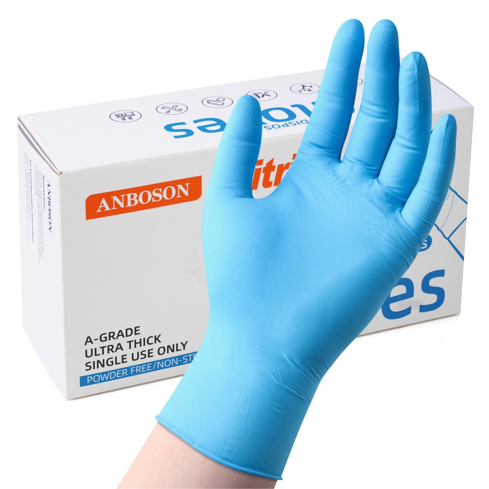 100 Disposable Nitrile Gloves Medium 6mil Heavy Duty Blue Latex Free