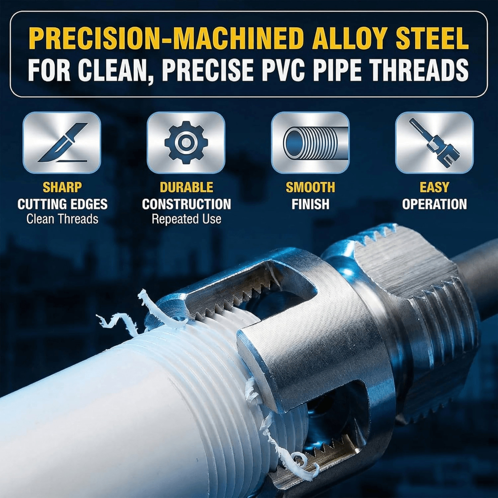 3PCS PVC Pipe Threader Kit Internal External 1/2 3/4 1 Inch Drill Tool