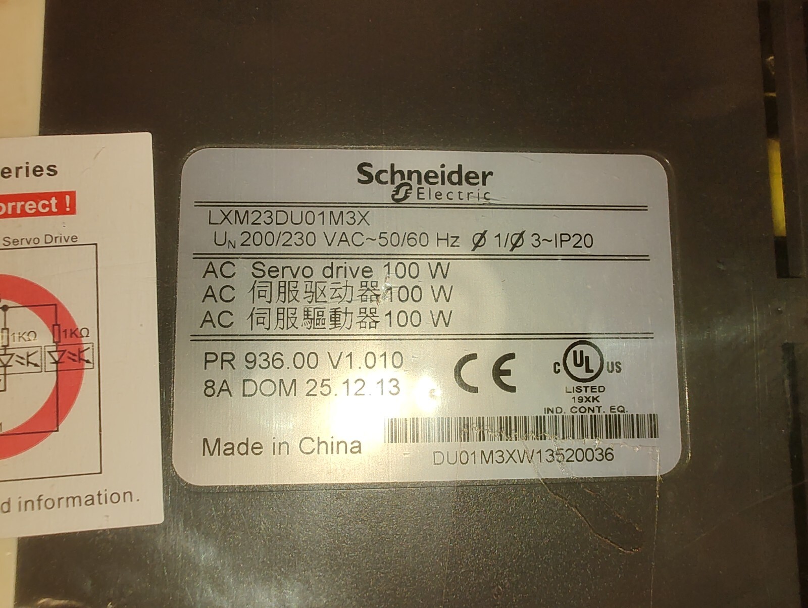 Schneider Servo Drive LXM23DU01M3X