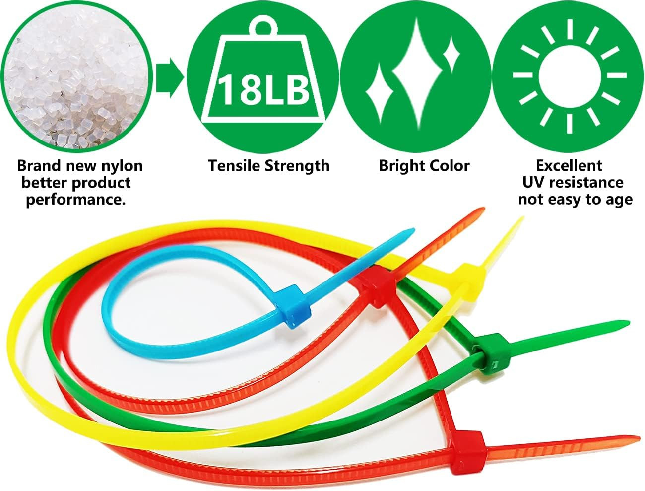 400Pack 8 Inch Multi Colors Heavy Duty Cable Zip Ties for Indoor and Outdoor Use