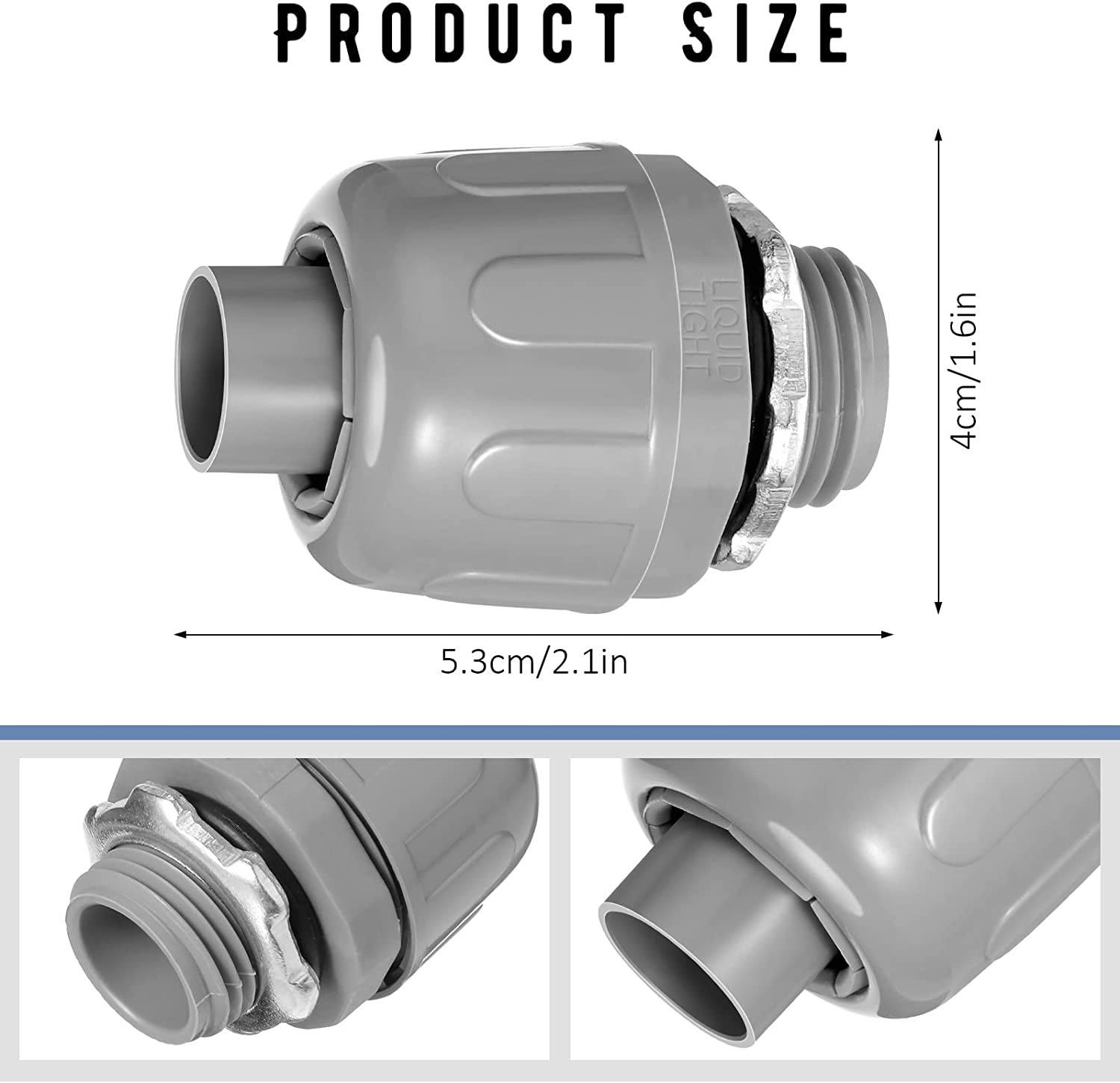 1/2 Inch Liquid Tight Connector PVC Electrical Conduit Fittings Straight