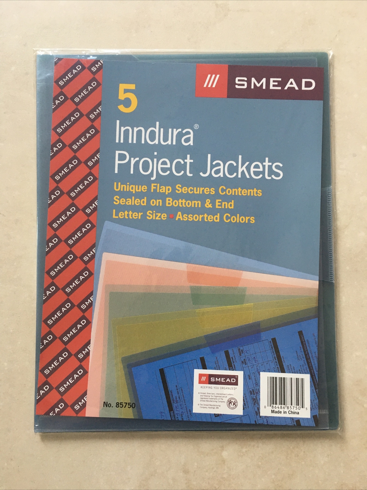 Smead 85750 5/Pack Assorted Translucent Project Jackets Letter 8.50″ X 11″(NEW)
