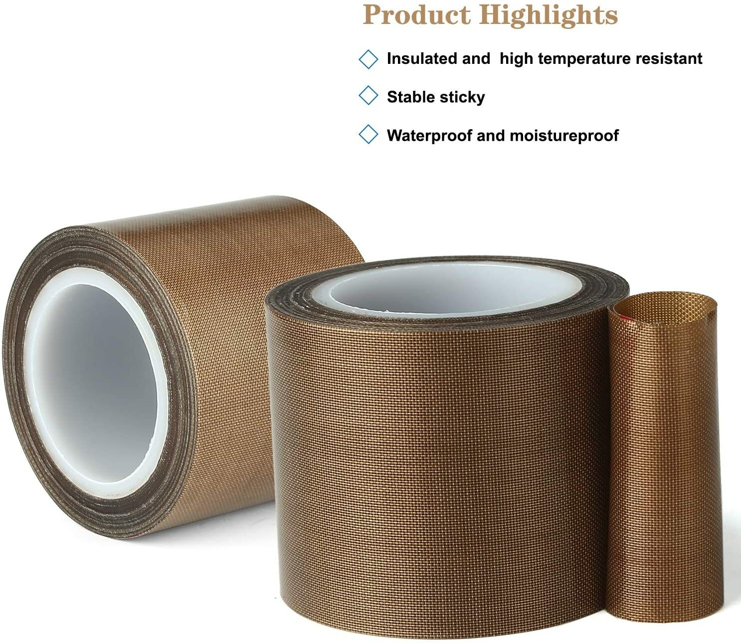2″ x 33ft Teflon Tape PTFE 180um Thicker 70-260°C Adhesive High-Temp Fiberglass