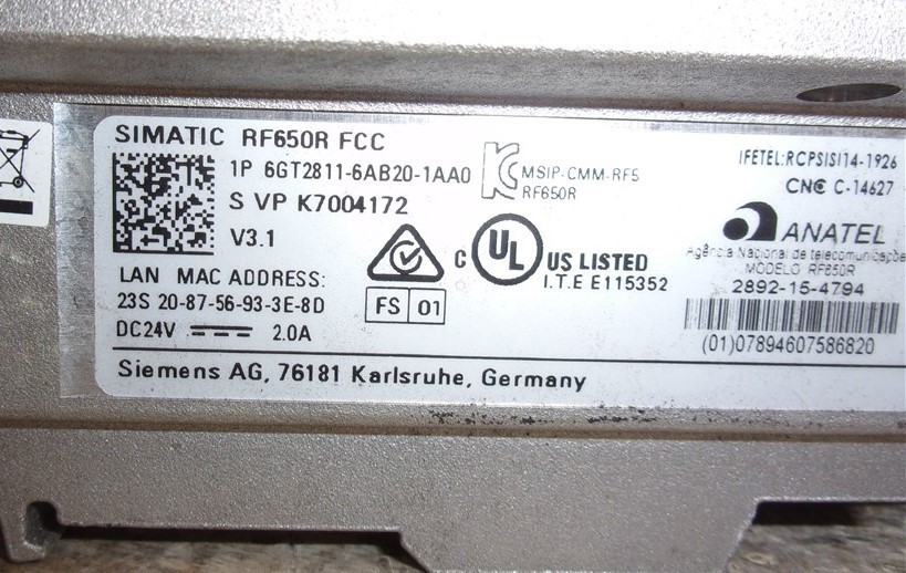 Siemens Simatic RF650R RFID Reader 6GT2811-6AB20-1AA0 SEE NOTES