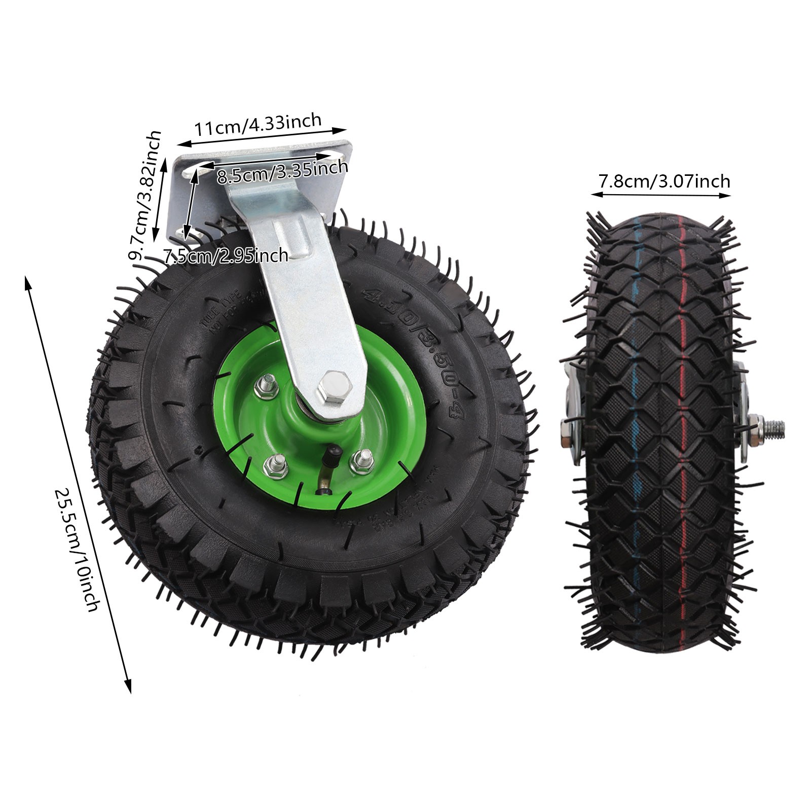4-Pack 10in Pneumatic Swivel & Rigid Cart Casters, Heavy-Duty Air Tires