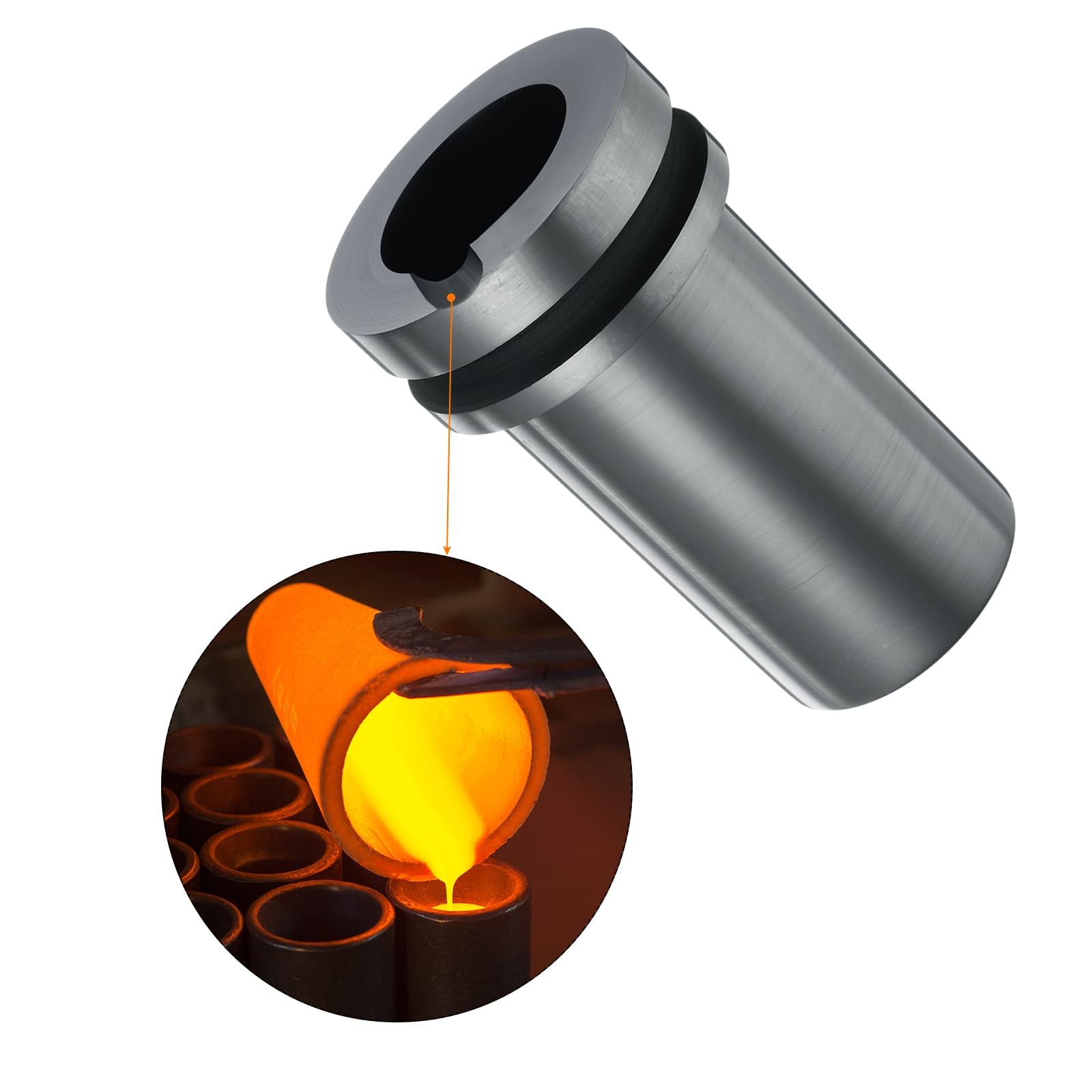 High Purity Graphite Crucible, 0.5kg, 35mm x 100mm H, Melting Gold, Silver, C…