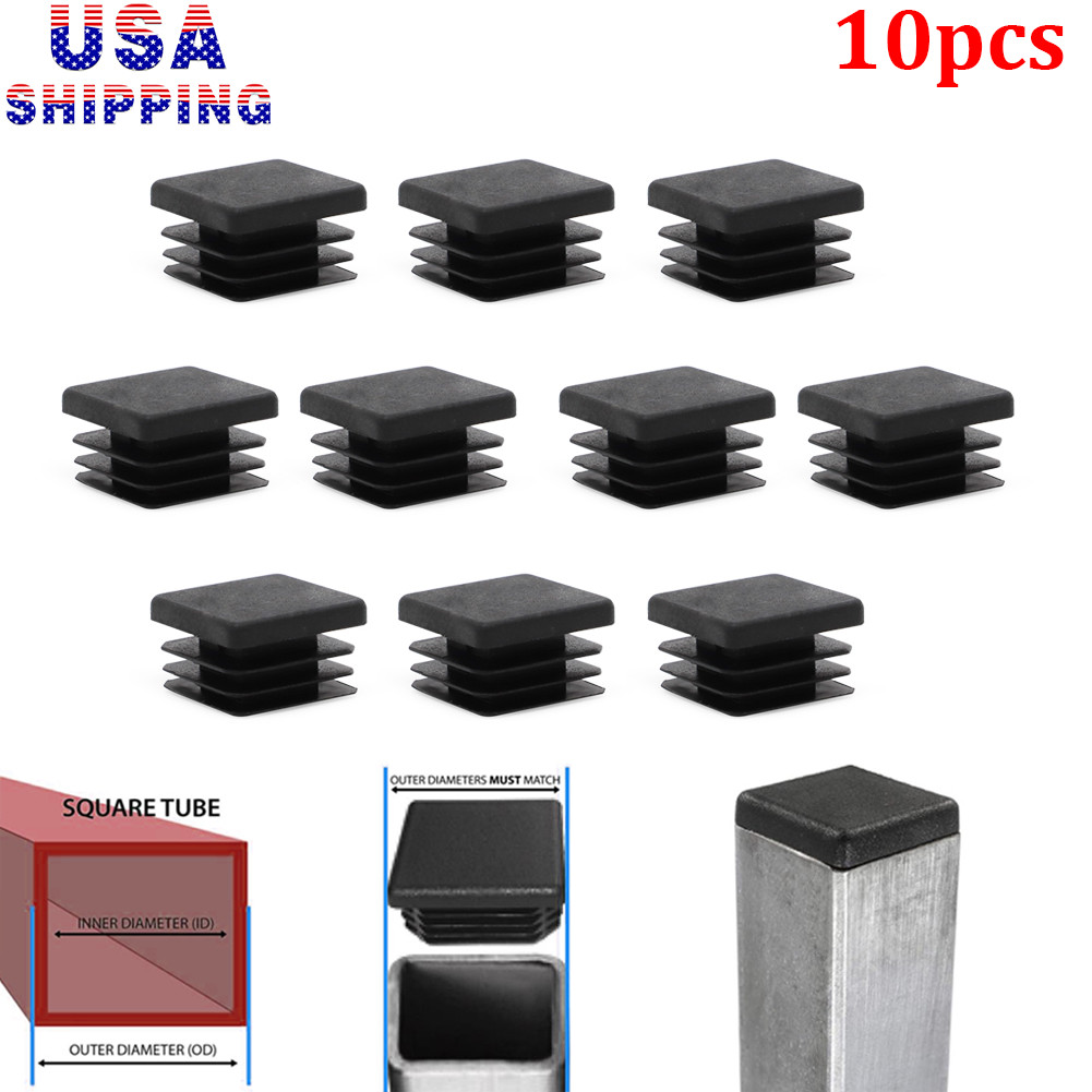 10pc 1″ inch Square Tube Hole Plug Plastic End Cap 1×1 Tubing Glide Tips Insert