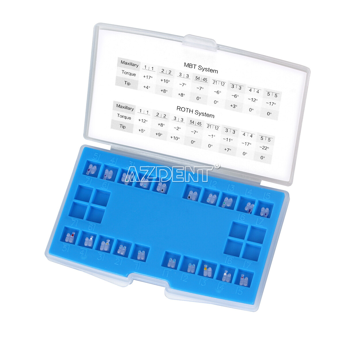 AZDENT Dental Ceramic Bracket Braces MBT/Roth.022/018 Hooks 3 4 5 20pcs/Kit