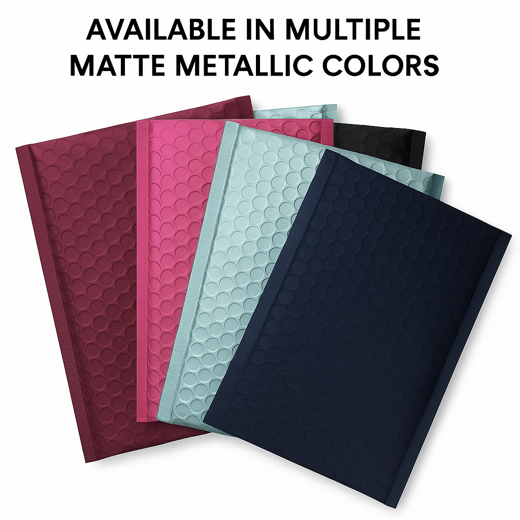 8.5×12 #2 Matte Metallic Bubble Mailers – Padded, Self-Seal, Waterproof, Durable