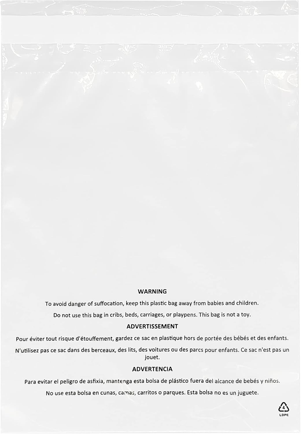 Poly Bags Resealable Suffocation Warning Clear Merchandise 1.5 mil Shirt Apparel