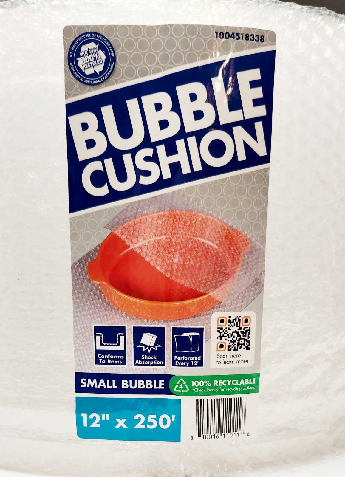 Bubble Cushion 3/16″ Small, Perforated Every 12 Inches, 12″x 250 Ft, Clear, New