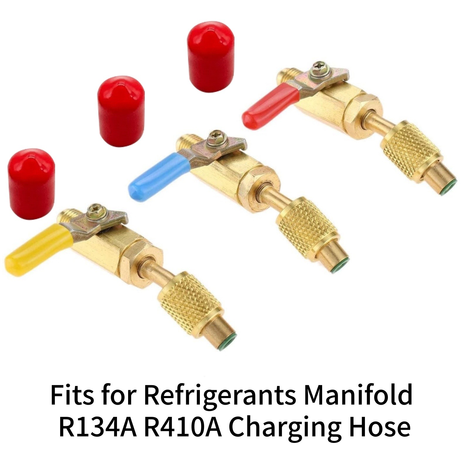 3PCS/Set Brass Air Conditioning HVAC 1/4″ Shut Valve For AC Charging Hoses