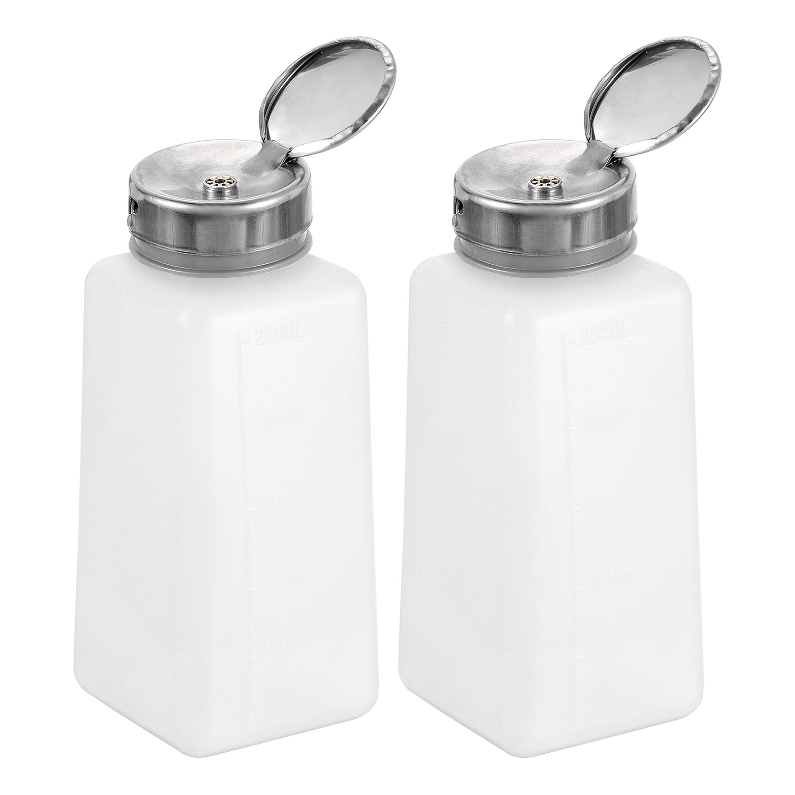 2pcs Solvent Alcohol Dispenser 250ml Push Down Nail Polish Remover Bottle White