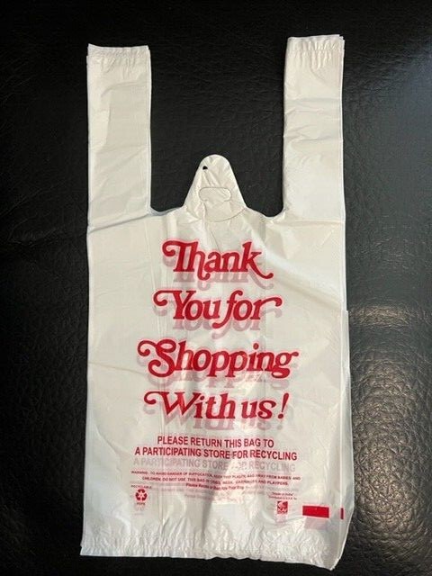 Small T-Shirt Bag Bags White Thank You 8″x4″x16″ 25/50/100/150/200/250/300/400