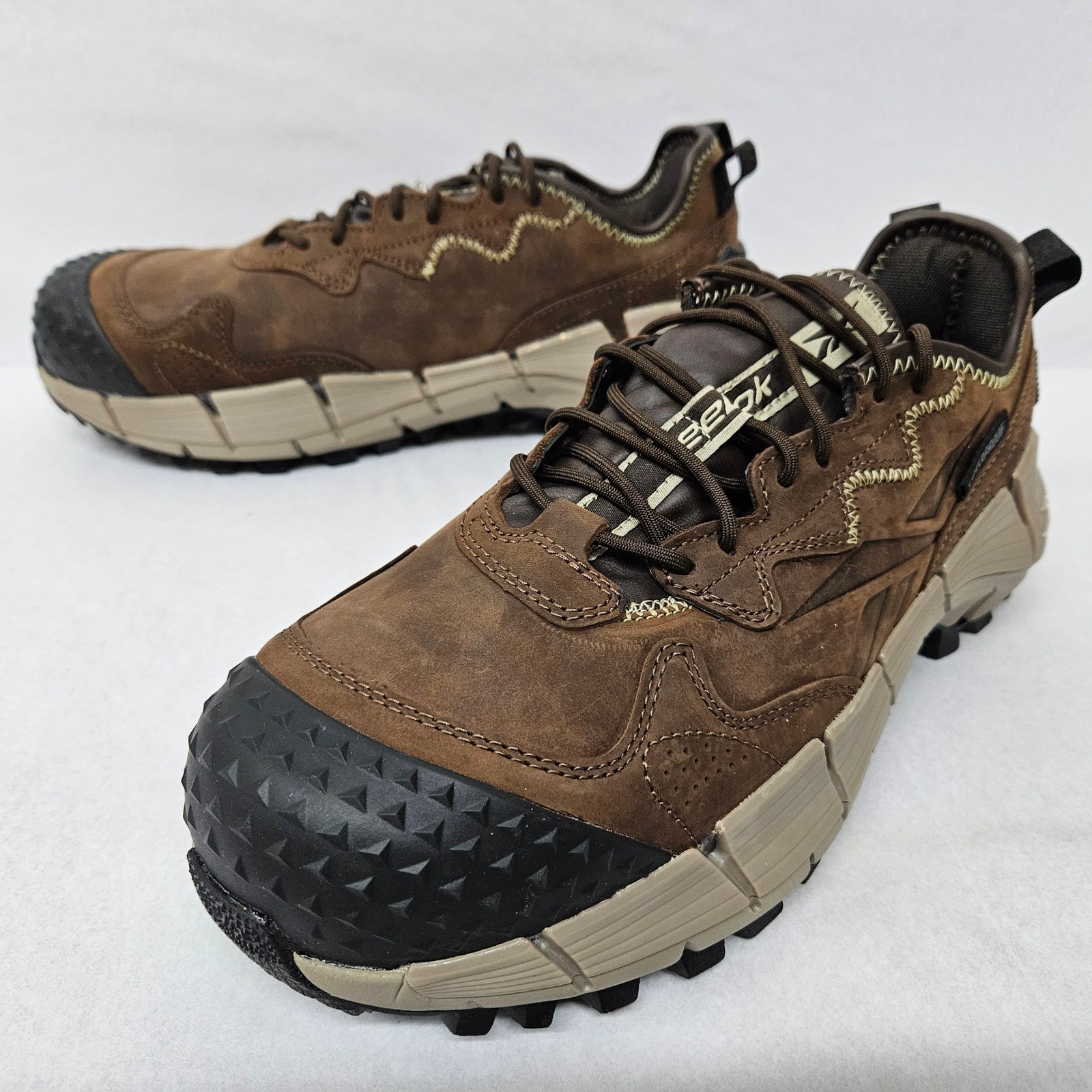 Reebok Men’s Zig Kinetica Edge II Work Safety Shoes RB3020 Brown Leather Sz 8