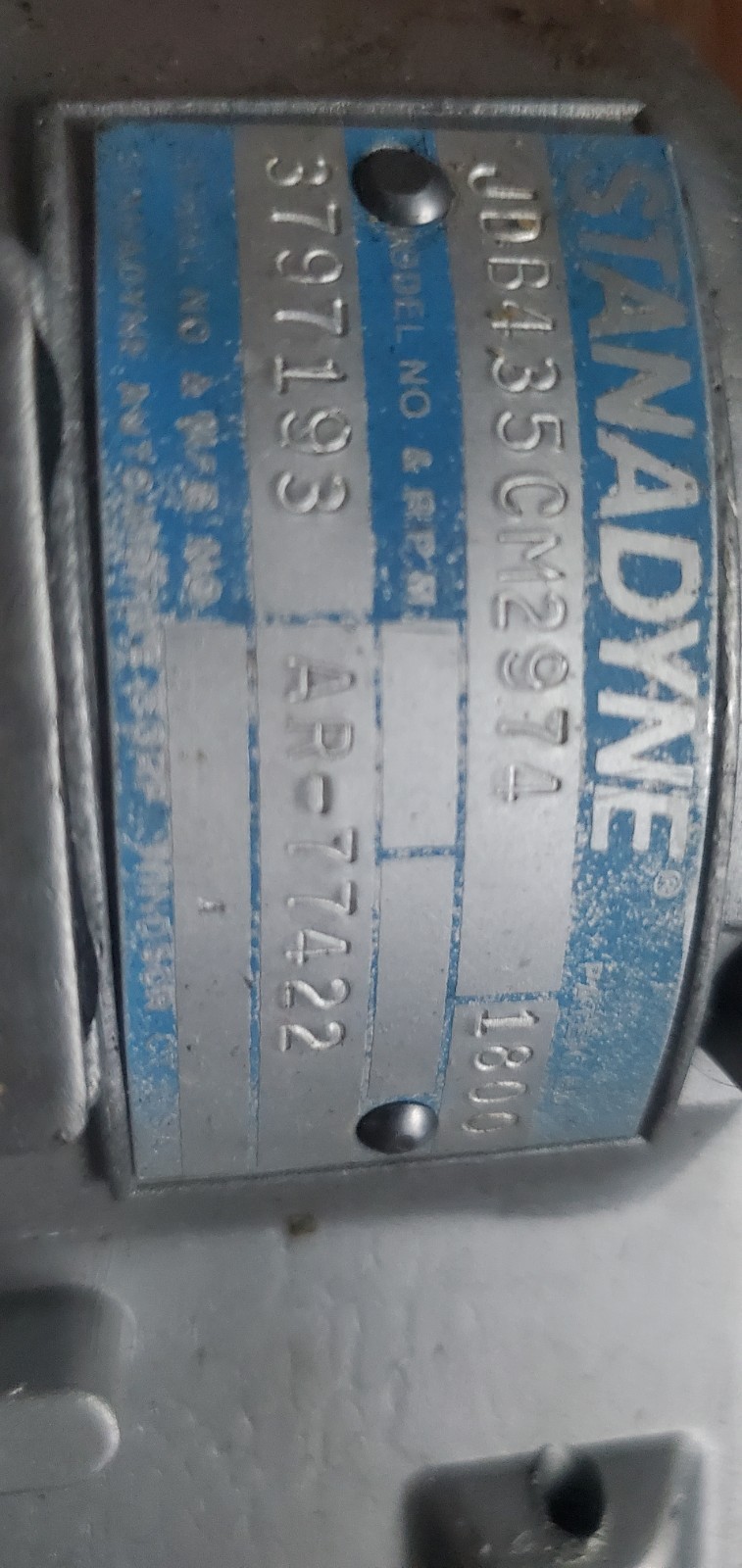 Stanadyne diesel injection pump JDB435CM2974 s/n 3797193, p/n AR-774.
