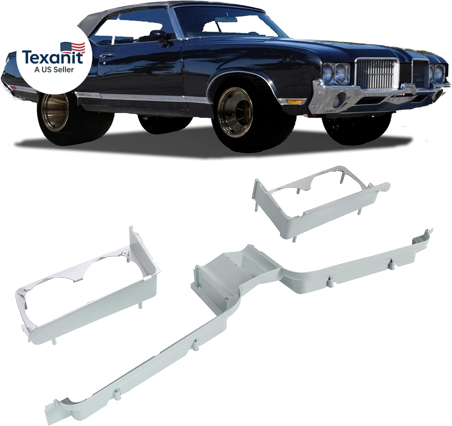 Grille Center Stone Shield + Headlamp Housing Compatible with 1971-1972 Oldsmobi