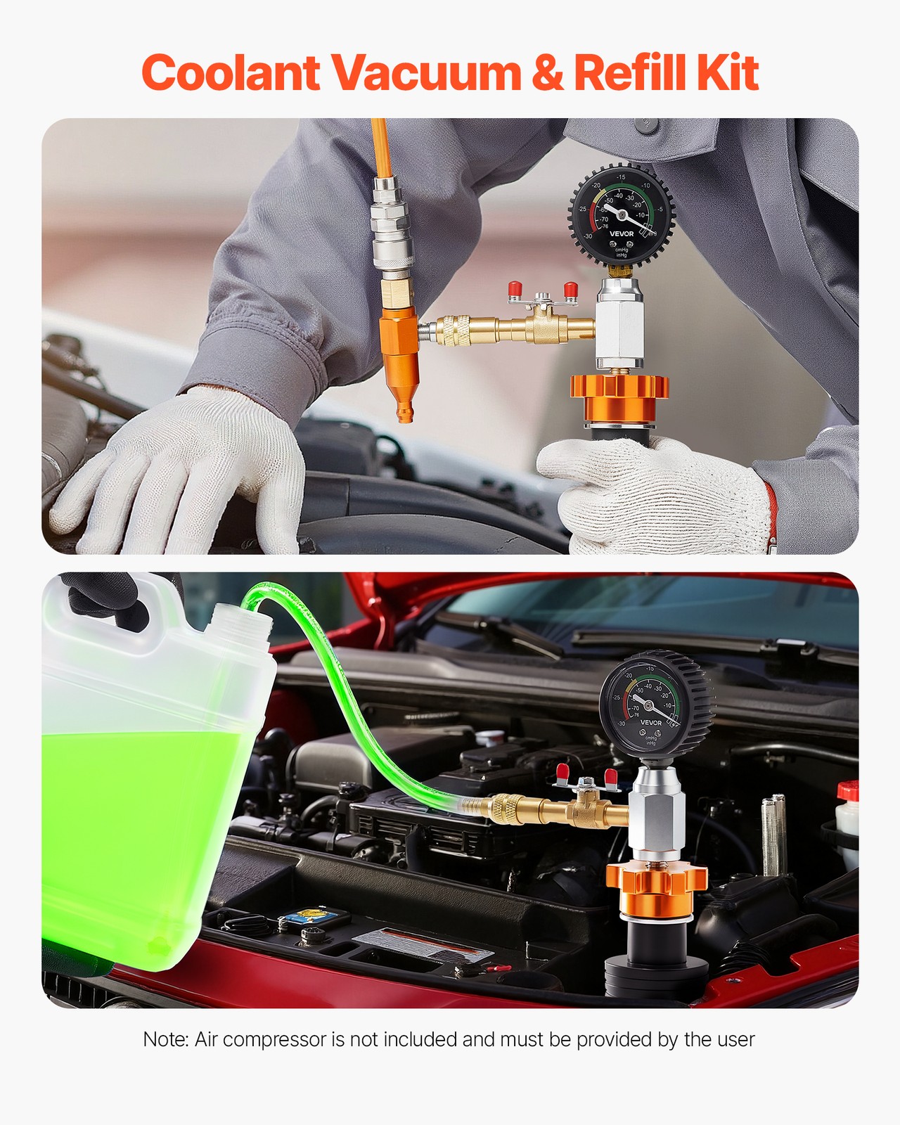 VEVOR Radiator Vacuum Refill Kit Universal Car Cooling System Vacuum & Fill Kit