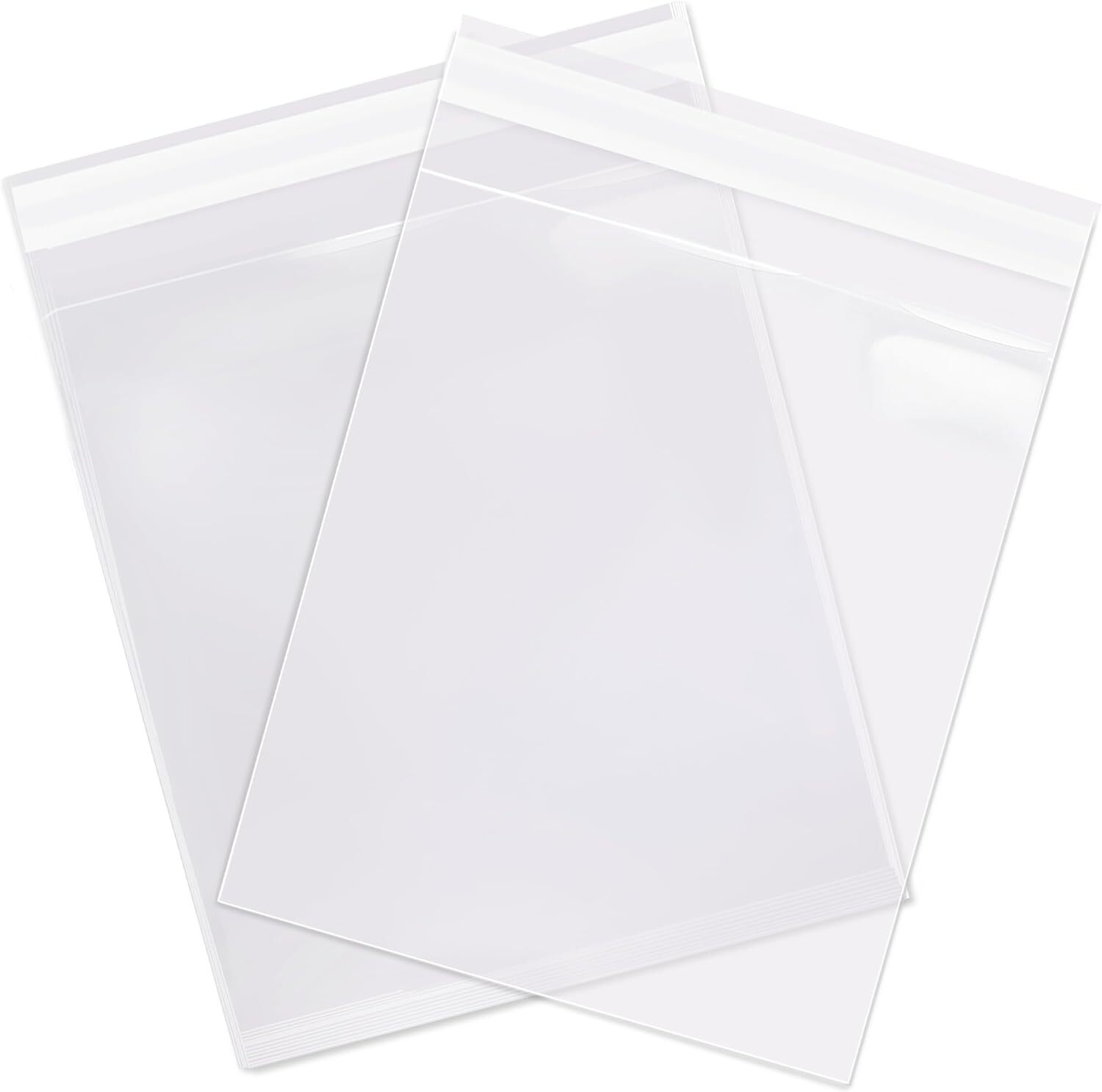 100 Clear Resealable Recloseable Adhesive Cello Lip and Tape poly Plastic bags