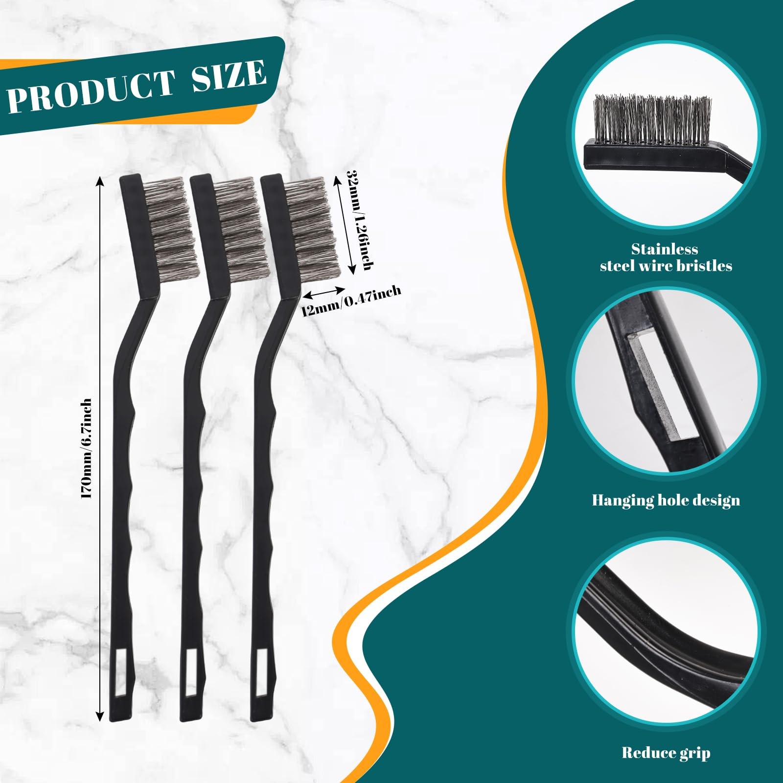 15PCS Mini Wire Brush Stainless Steel Brush Set，Masonry Brush Wire Bristle fo…