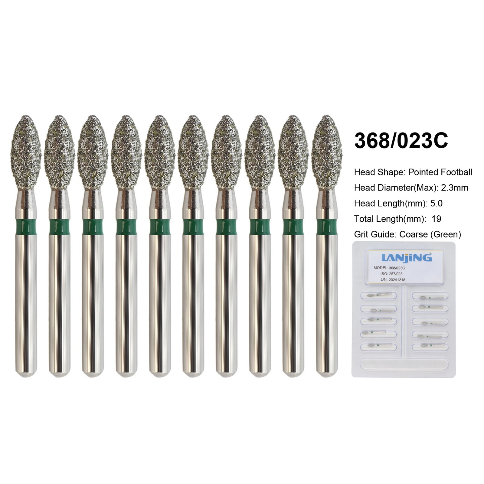 Dental Burs Diamond FG Round End Taper Football Flame Long Round Pear High Speed