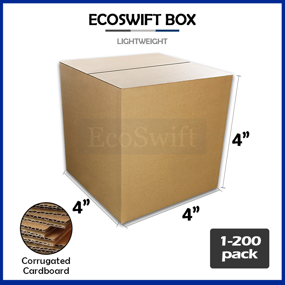 1-200 4x4x4 “EcoSwift” Cardboard Packing Mailing Shipping Corrugated Box Cartons