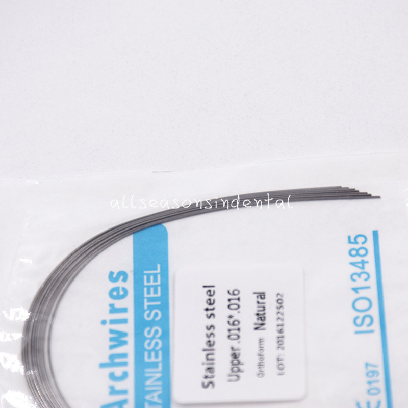 10 Pack Dental Ortho Stainless Steel Rectangular Arch Wires Natural 16*16 Upper