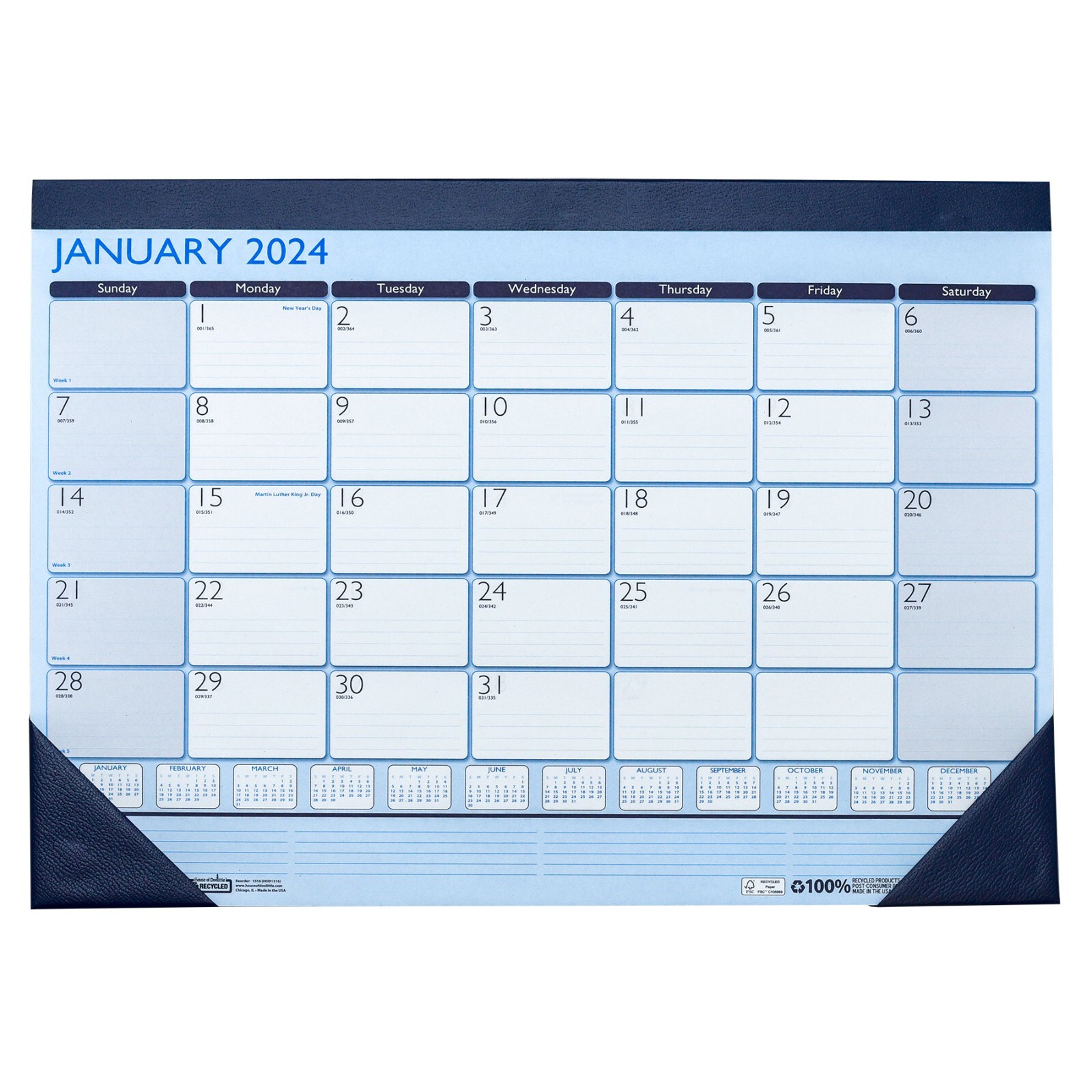 2024 1516 HOD1516 House of Doolittle Contempo Desk Pad Calendar, 18-1/2 x 13″