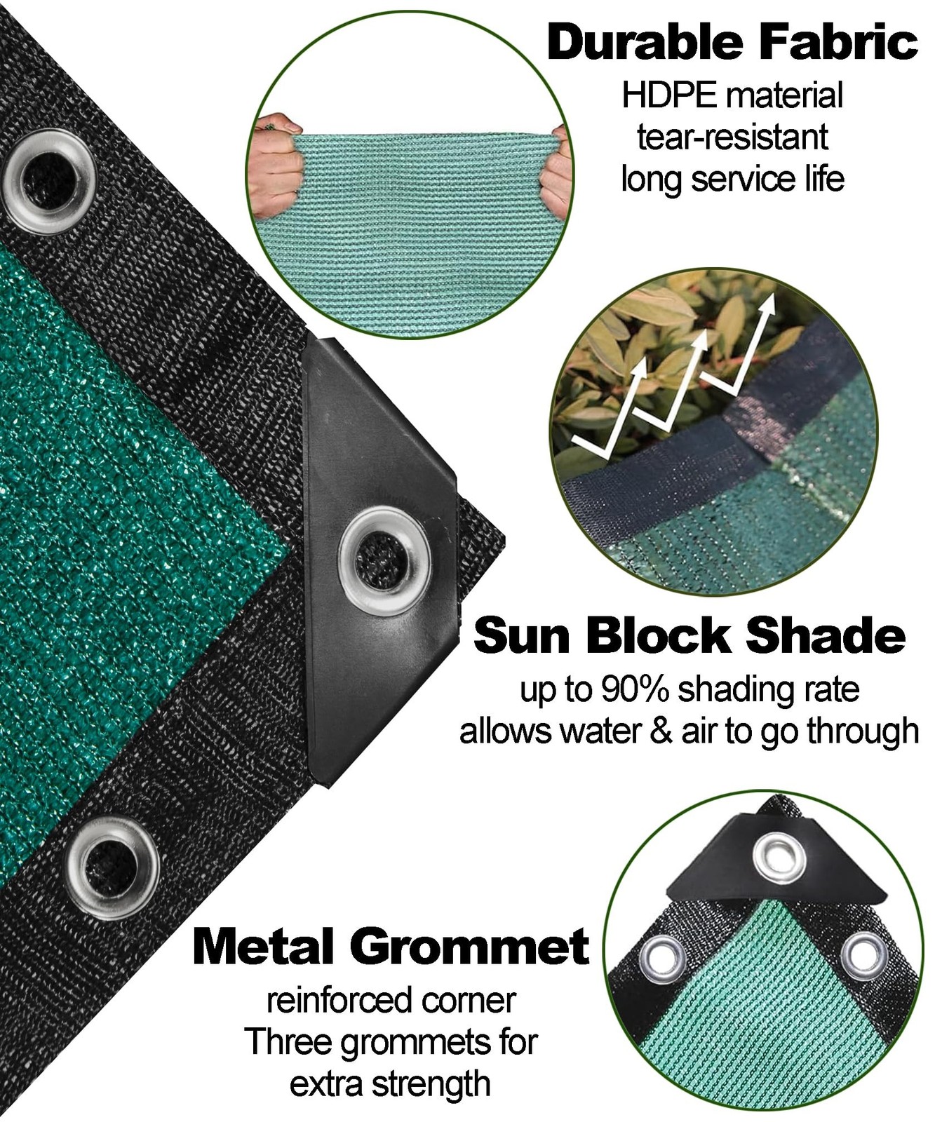 90% Green Shade Cloth 10ft x 20ft Heavy Duty Outdoor Mesh Tarp with Grommets,…