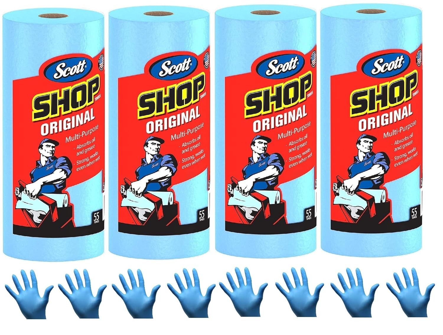 10″ x 12″ Kimberly-Clark 75190 Shop Towels Blue 1 Box of 200 1 Box of 200 Towels