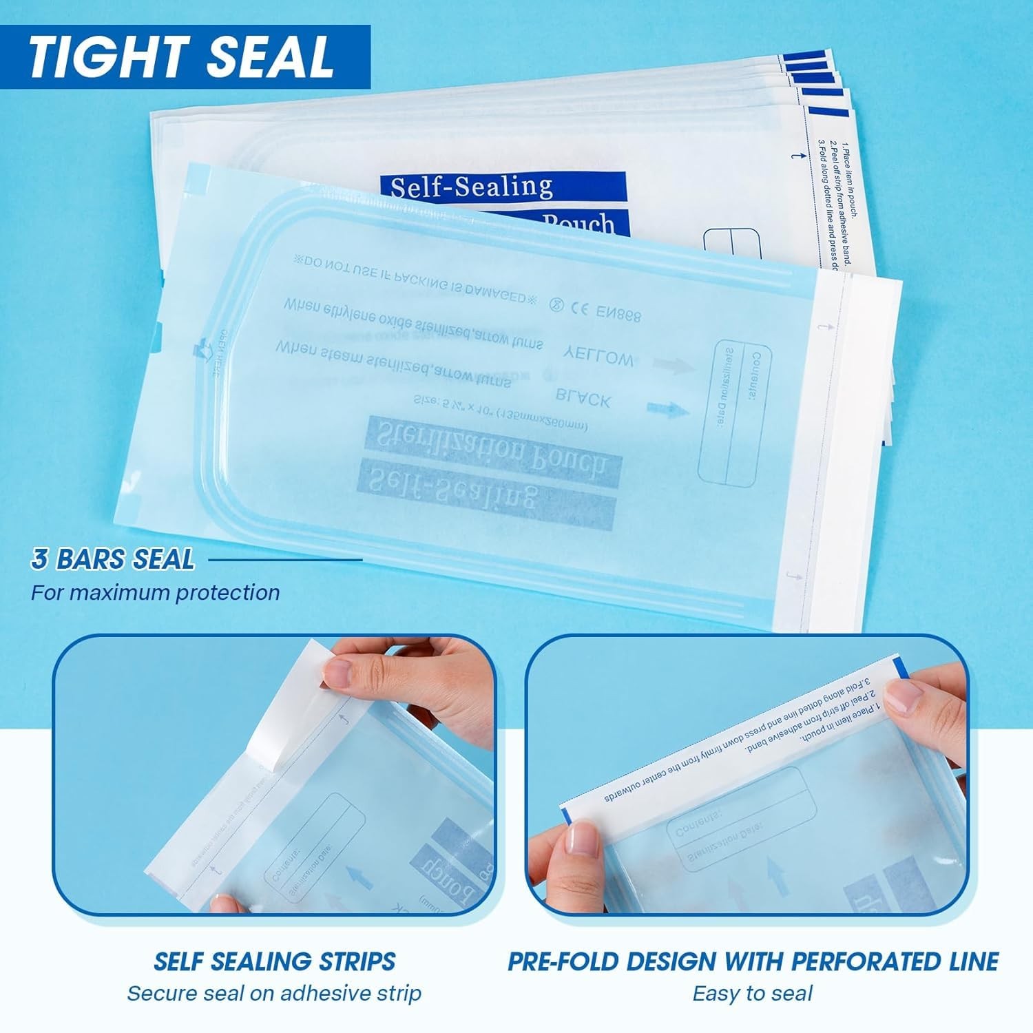 Self Sterilization Pouches Pouch Autoclave, Sterilizer Bags Dental Tattoo Nail