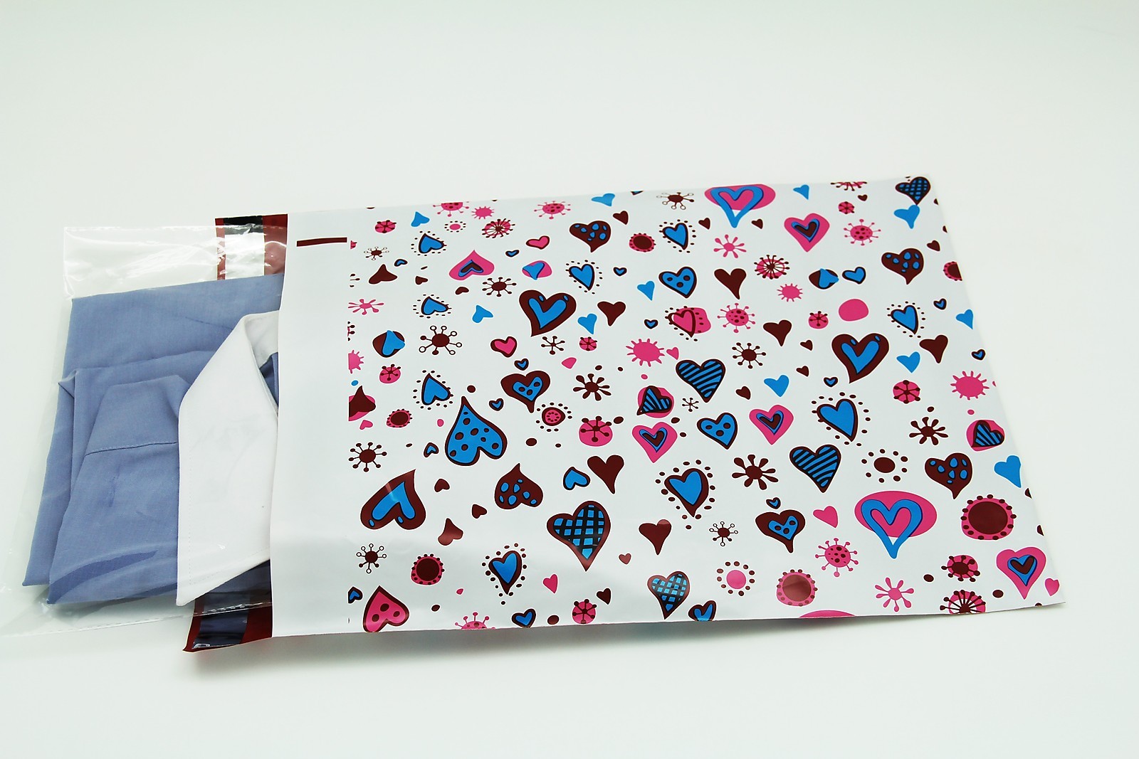 200 Bags 100 10×13 Blue Hearts,100 10×13 Pink Flowers Designer Poly Mailers