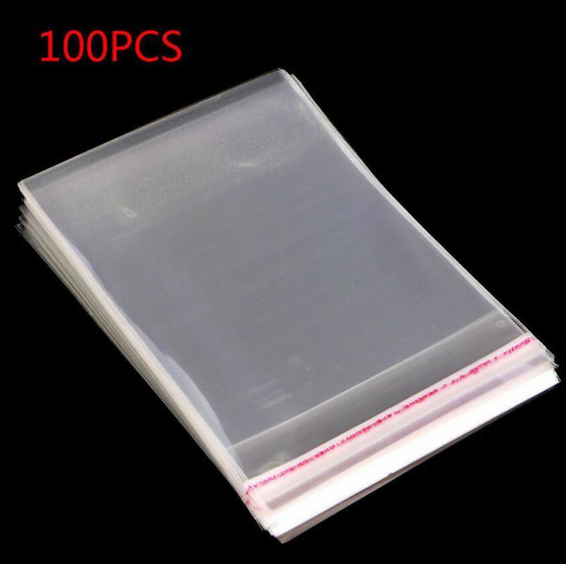 100 pcs Resealable Poly Bags Transparent OPP Bag Plastic Bags Self Adhesive Seal