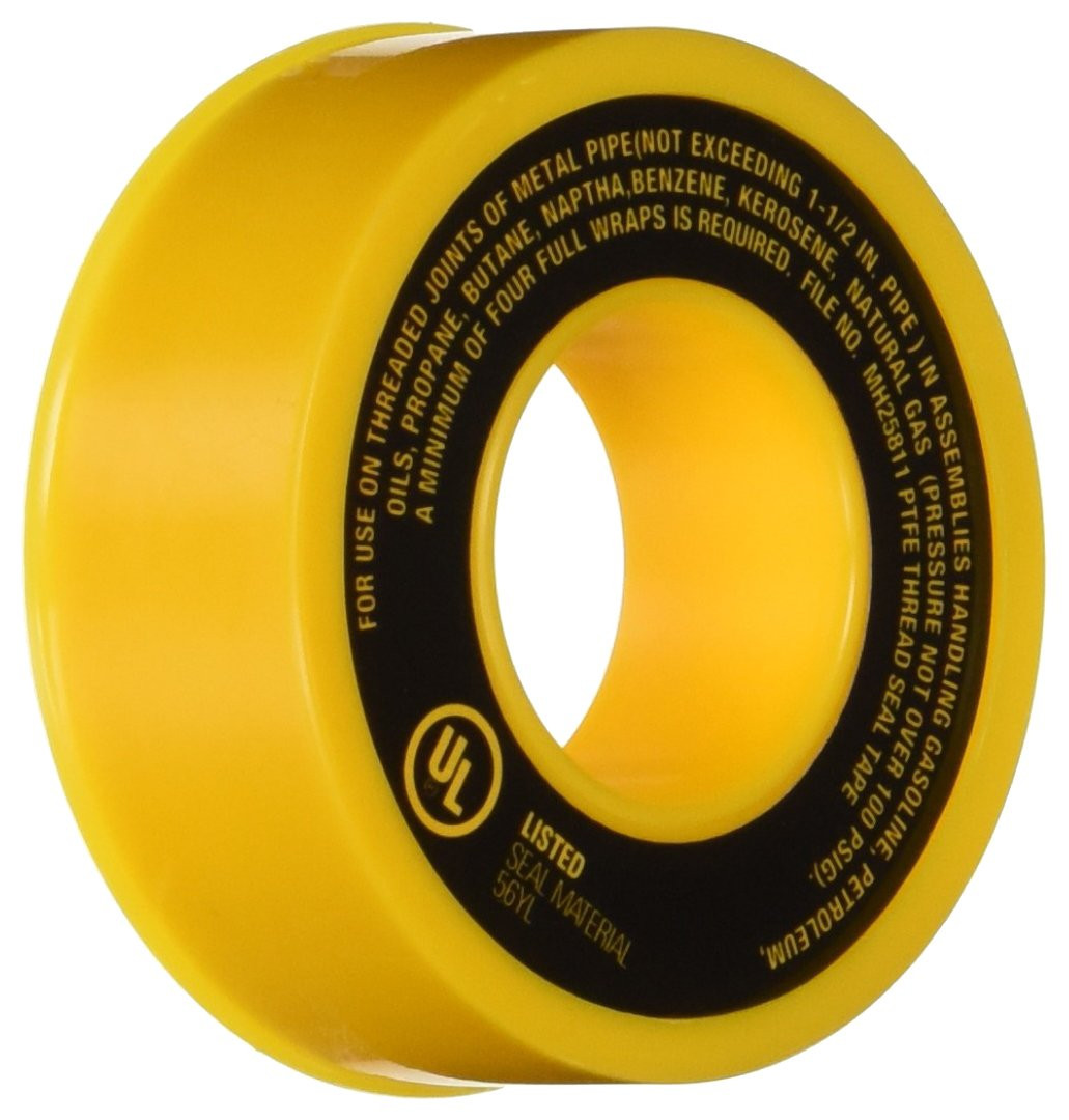 Yellow Gas Line Thread Seal Tape PTFE Heavy Duty for Natural Gas Propane Oil