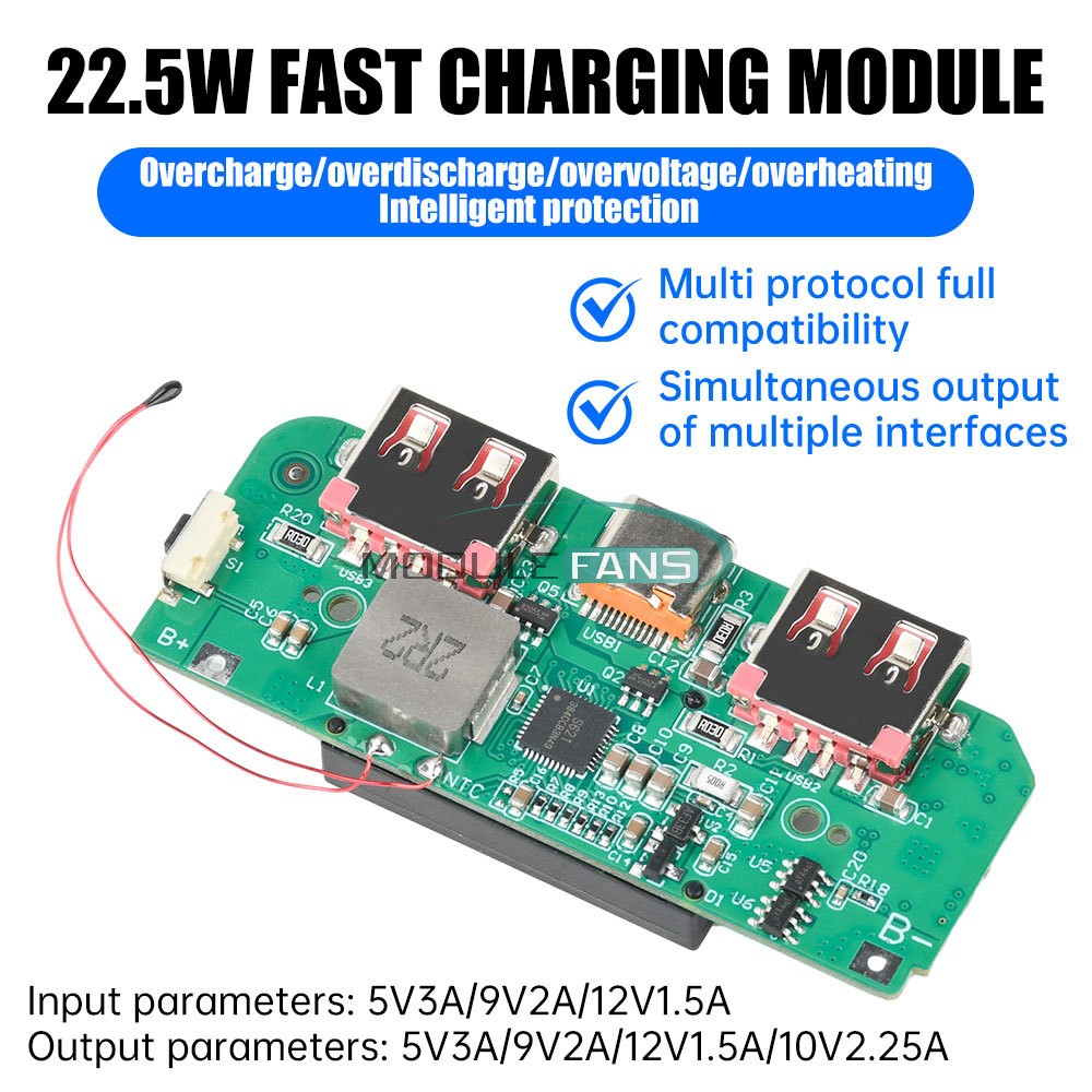 22.5W Power Bank Motherboard Module Fast Charging Mobile Power Circuit Board