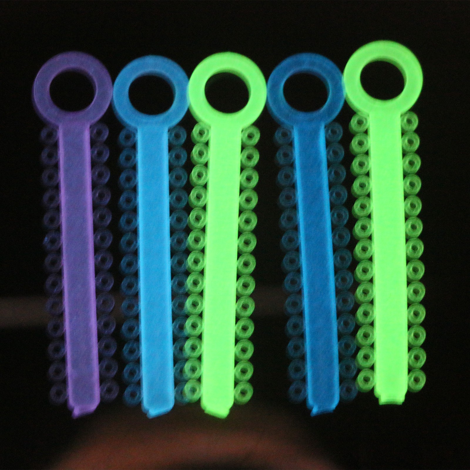Dental Assorted 40 Stick Glow in Dark Orthodontic Ligature Ties Elastic Rubber